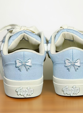 鮀品蓝色板鞋女2025秋冬新款休闲运动鞋百搭厚底原创透气帆布鞋子