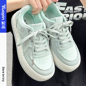 女2026春秋季 新款 百搭厚底鞋 鮀品薄荷绿板鞋 子增高运动休闲小白鞋