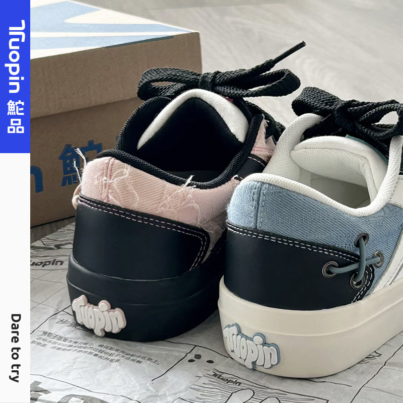 鮀品星星链条板鞋女2025秋冬新款原创厚底休闲鞋音乐节百搭帆布鞋