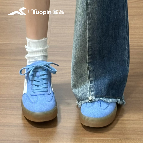 鮀品经典德训鞋女蓝色轻运动鞋