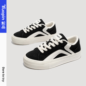 小白鞋 鮀品黑色板鞋 帆布鞋 休闲鞋 女春夏原创小众百搭面包鞋 子女款