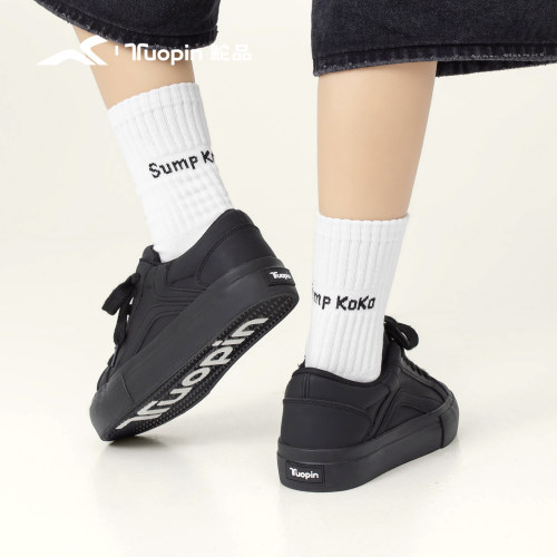 鮀品黑色鞋子女厚底百搭小黑鞋