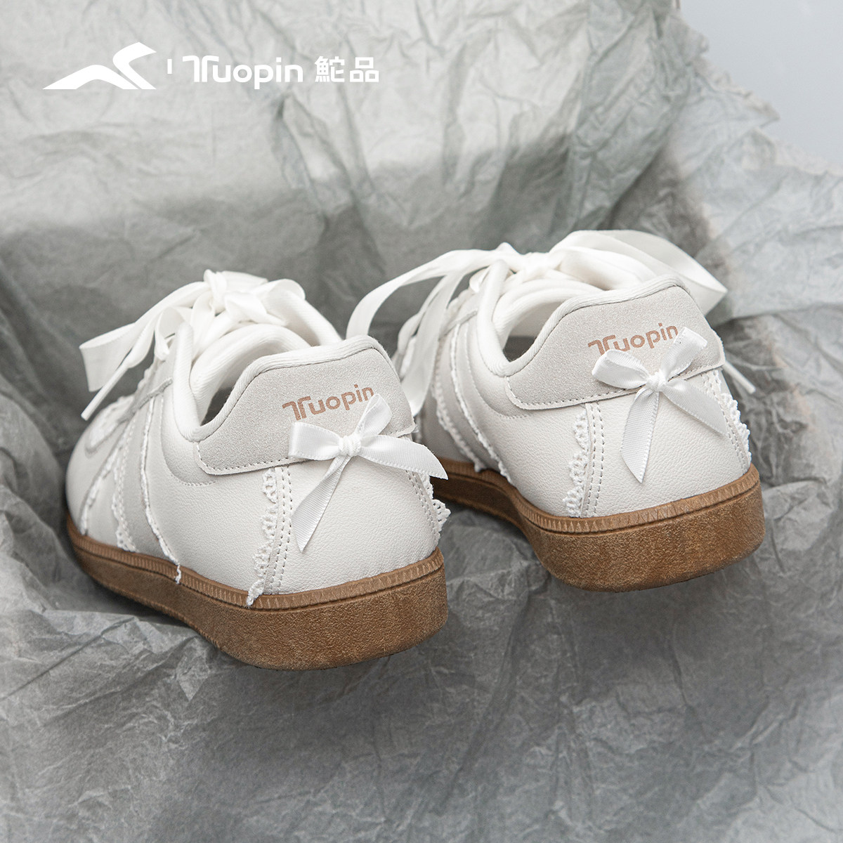 鮀品蕾丝小白鞋女配裙子2026春季季芭蕾风德训鞋透气百搭休闲板鞋,女鞋,时尚休闲鞋,淘宝优惠券,粉丝福利购,淘宝优惠卷