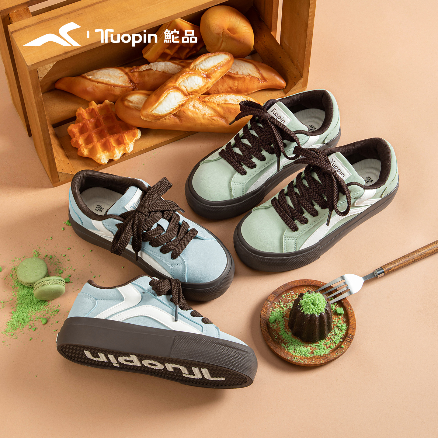 鮀品雾霾蓝板鞋女2025冬新款小众设计厚底板鞋百搭休闲原创面包鞋