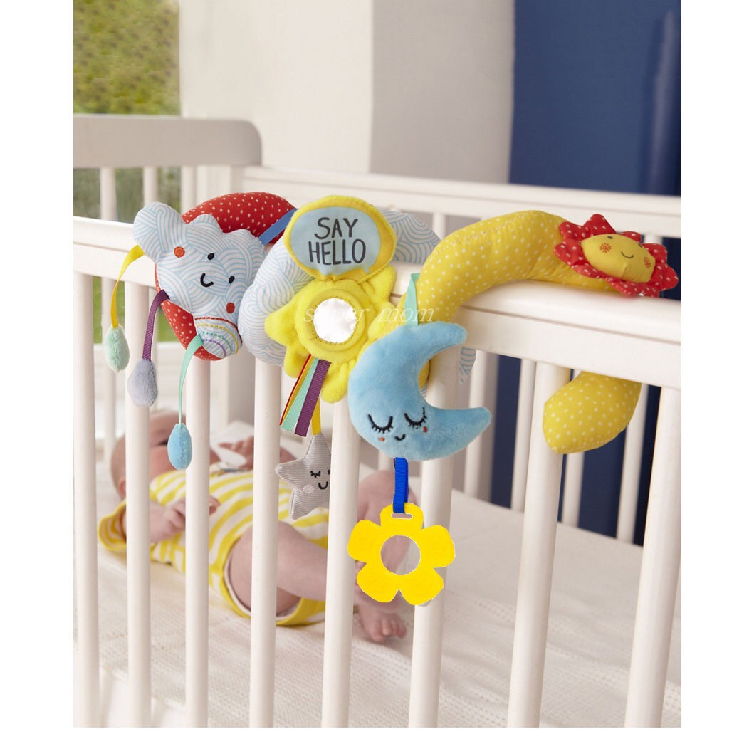 婴儿床铃玩具毛绒布音乐旋转摇铃0-3-6-12个月宝宝新生儿床头铃