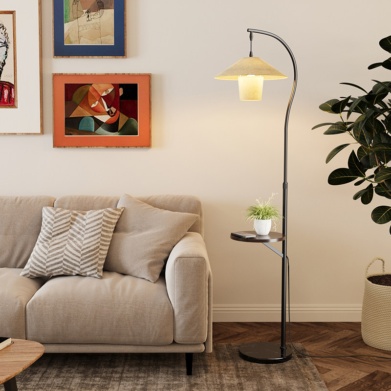 中古风客厅落地灯沙发旁高级感边几卧室氛围感极简置物架一体灯,家装灯饰光源,置物功能落地灯,淘宝优惠券,粉丝福利购,淘宝优惠卷