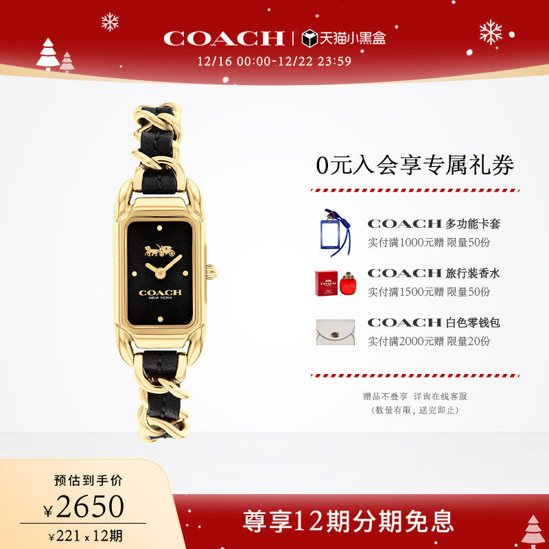 蔻驰时尚皮穿链石英女士手表