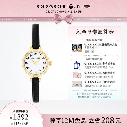 蔻驰全数字圆盘皮带石英手表女表
