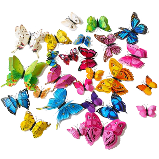 3D立体墙贴仿真双层蝴蝶贴家饰窗帘冰箱贴节日晚会舞台花店装饰品