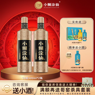 2瓶浓香型白酒 38度500ml 小糊涂仙 金酿V90