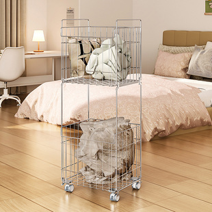 304不锈钢脏衣篓家用双层带轮可移动脏衣篮推车网红脏衣服收纳筐