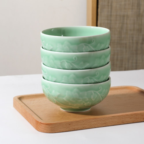 缠枝系列高颜值青瓷碗