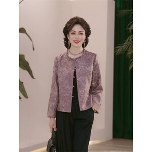 中年妈妈装秋装国风小香风外套2025新款洋气中老年女装夹克上衣服