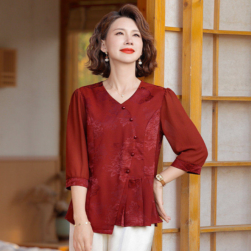 新款妈妈结婚礼服红色上