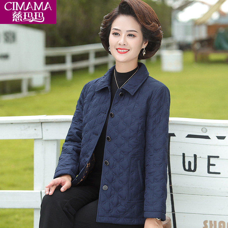 妈妈装冬装短款翻领轻薄棉衣中老年人小棉袄女秋冬季羽绒棉服外套