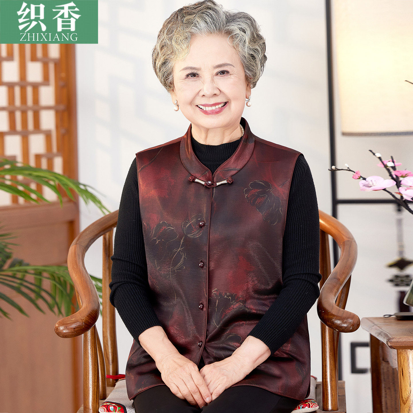 中老年人春装女奶奶马甲