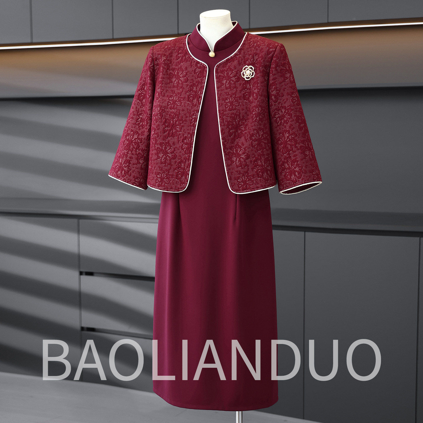 洋气妈妈春装连衣裙套装中年女装结婚礼服中老年喜婆婆婚宴两件套