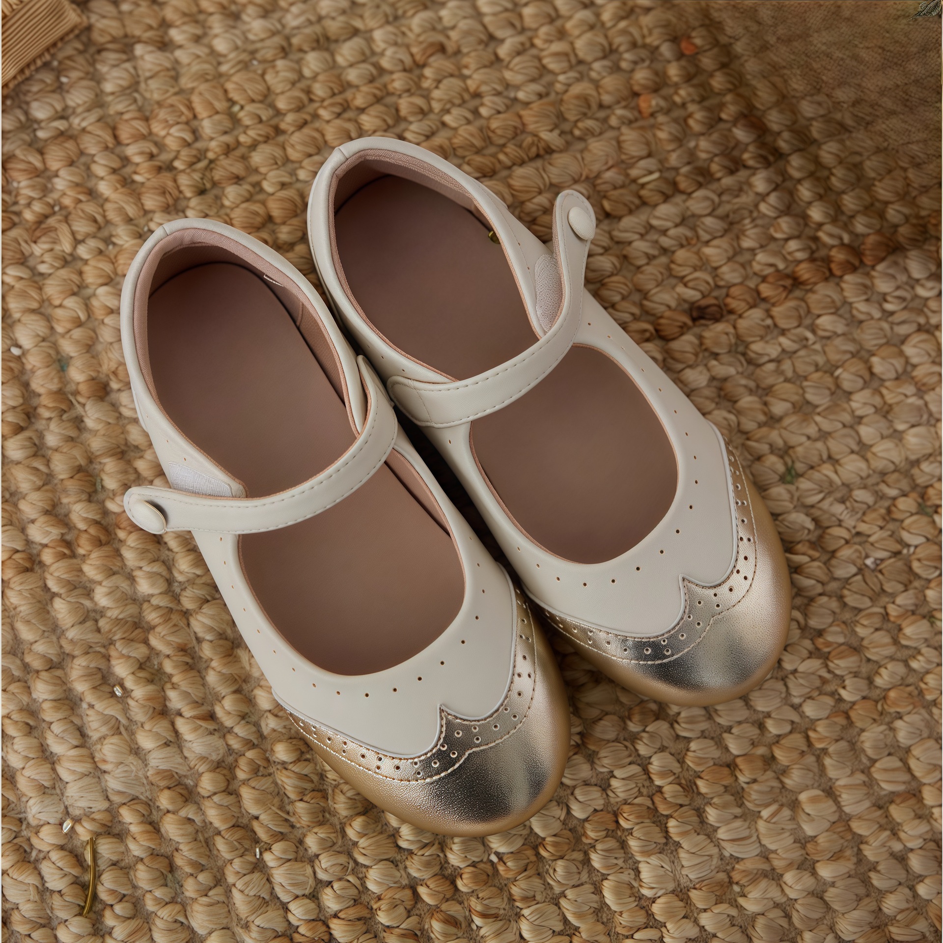 演出舞蹈宝宝公主宴会鞋女童新款百搭法式浅口防滑软底拼接小皮鞋