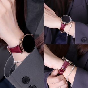 适用荣耀手表5pro表带钉扣四叶草皮质5Ultra替换GS3/GS4智能荣耀亲选rossini2e腕带HaylouWatch运动Magic配件