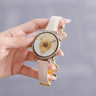 适用华为gt5pro手表gt6表带真皮磁吸扣女士款watch5四叶草皮质4pro智能运动gt4腕表高级感gt3夏季秋冬天配件