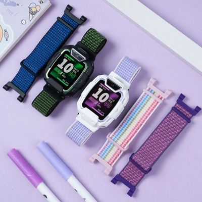 适用华为儿童手表5PRO表带尼龙回环魔术贴华为4X手表带透气TGR-L10双节编织4X新耀款腕带非原装NLK-AL00配件