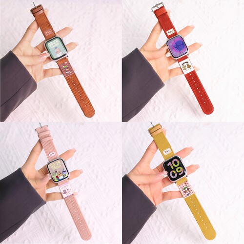 适用华为watchfit4表带灯芯绒fit4pro新款替换女生智能运动手表ft3腕带fit2/1代高级感新年红色小众春夏配件