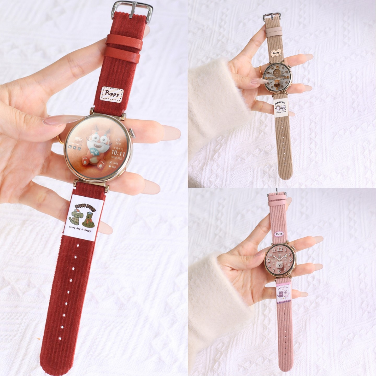 新年红适用华为gt6表带gt5灯芯绒watch5手表女款替换gt4专用watch4pro智能gt3pro腕表gt2高级感41mm针扣配件