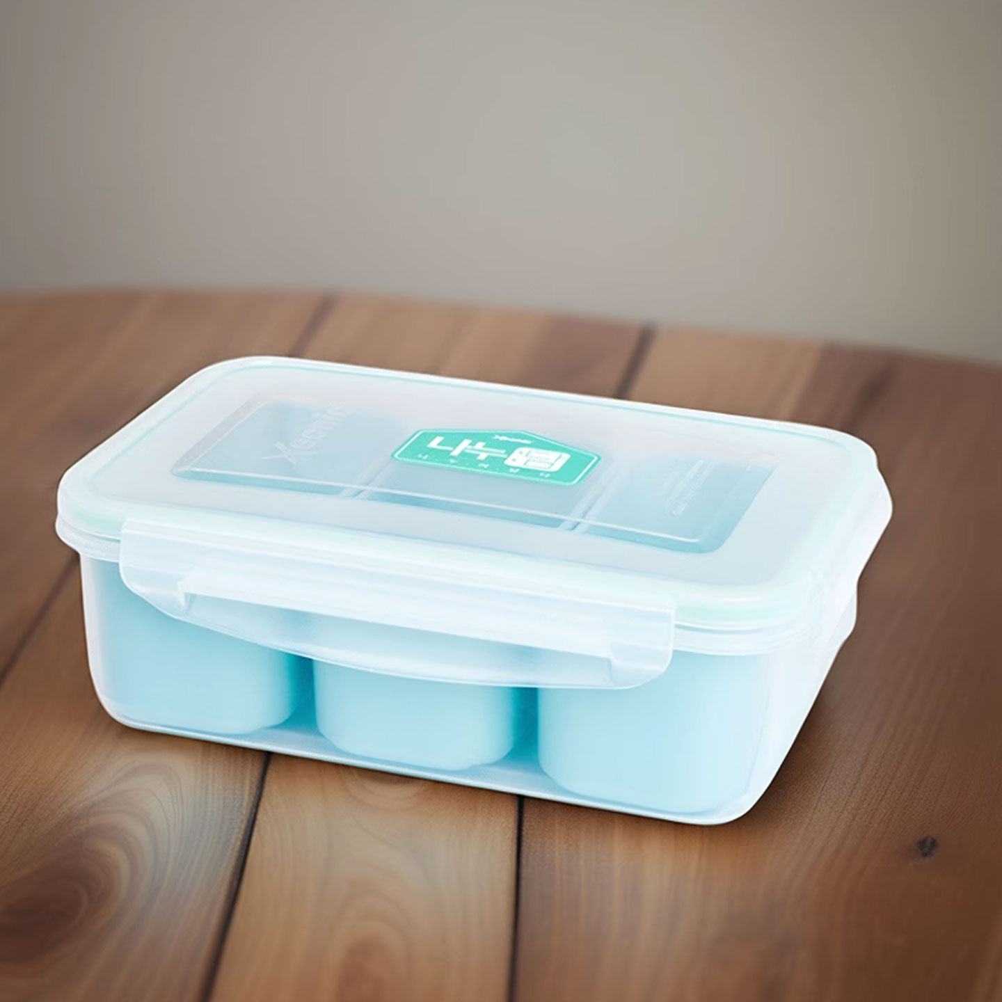 联扣分格密封保鲜盒方形