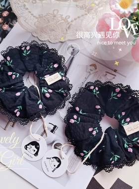 原创手作韩系蕾丝郁金香大肠发圈少女学生马尾扎发皮筋头绳饰品