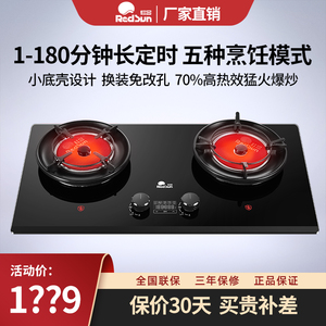 红日红外线燃气双灶定时聚能灶