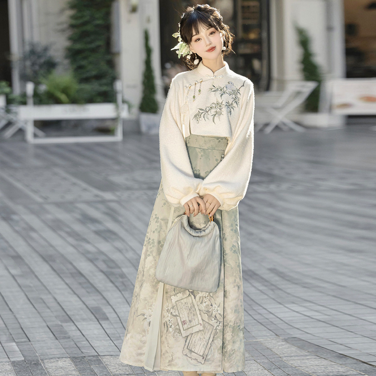 原创设计梨香引汉服女中国风改良汉元素上衣吊带裙套装新中式外套