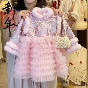 洋气唐装 女童儿童汉服新款 公主新年拜年冬装