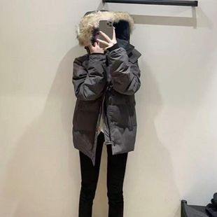 羽绒服男女外套派克大衣加厚冬季新款短款收腰毛领外套可拆卸修身