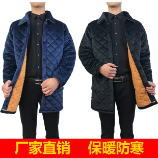 罩衣男秋冬翻领棉衣中长款加绒加厚工作服四川湖南省服中老年外套
