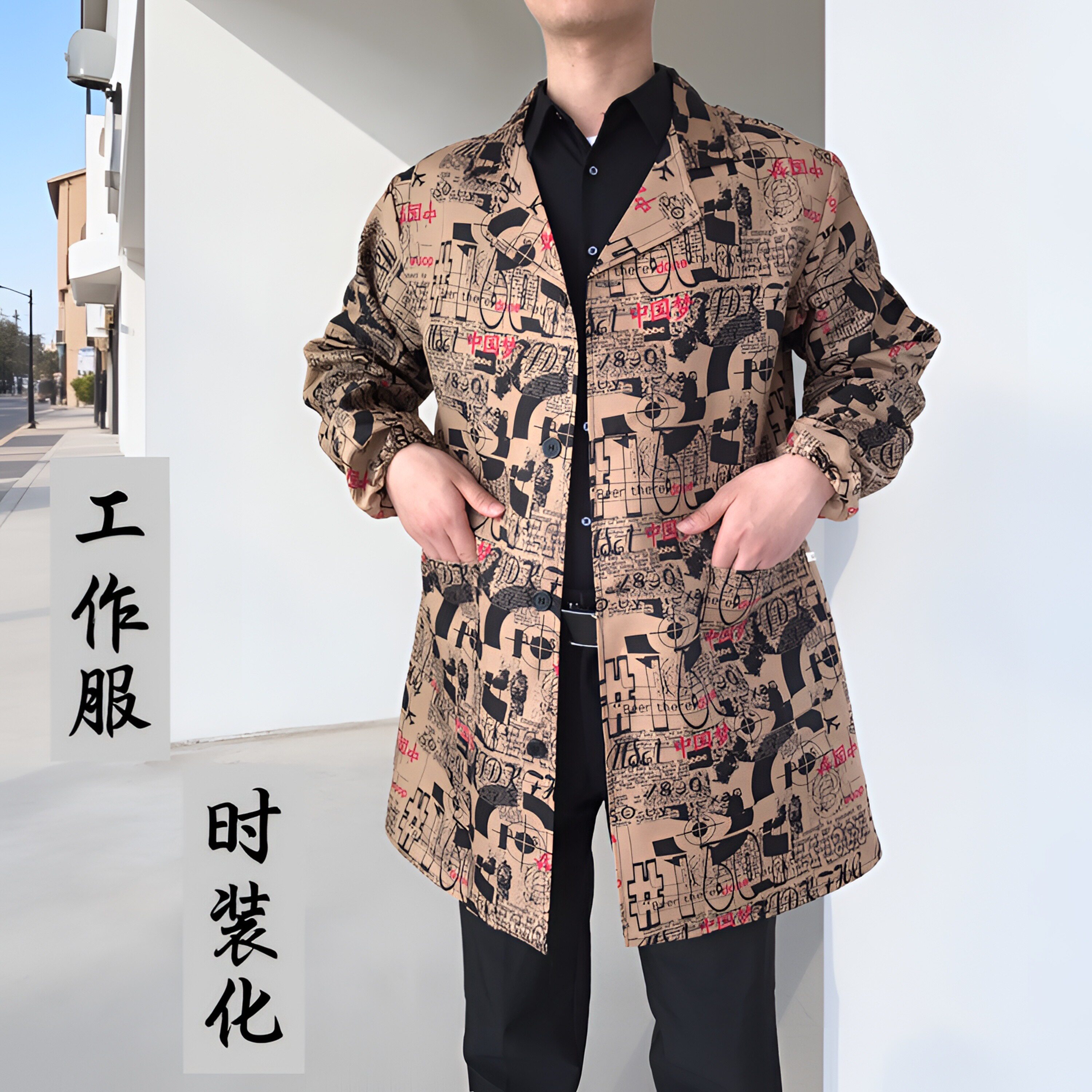 罩衣男士工作服厨房围裙防尘耐脏汽修宽松外套干活上班外穿大褂子