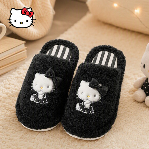 HelloKitty棉拖鞋2026新款可爱女款秋冬家居室内防滑kT猫毛绒拖鞋