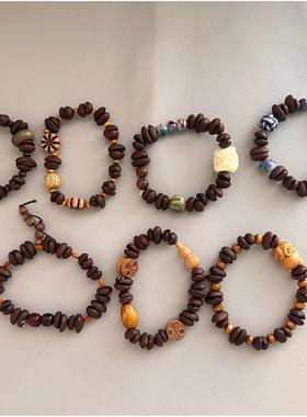 时髦人的手链 咖啡豆有趣手串秋冬棕色系植物种子设计感手饰叠戴