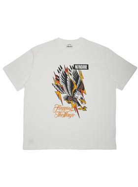 MUNDANE x HENI TATTOO 联名T恤 重磅宽松老鹰复合印花短袖T恤男