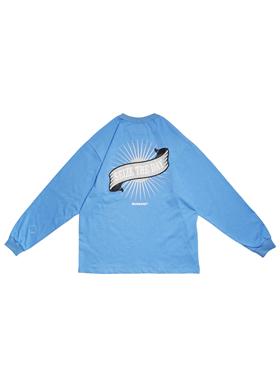 MUNDANE (MDE) 重磅主题印花长袖T恤 纯棉宽松北卡蓝圆领T恤男