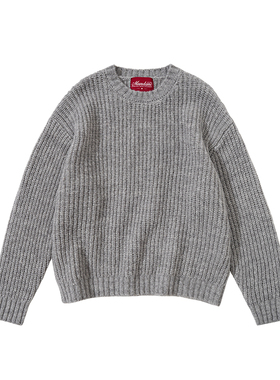 MUNDANE(MDE) 24AW羊毛混纺圆领针织套头针织衫落肩灰色毛衣外套