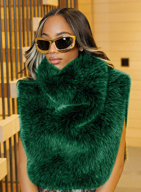 y25tp358欧美女装2025秋冬新款时尚纯色毛毛坎肩保暖无袖上衣