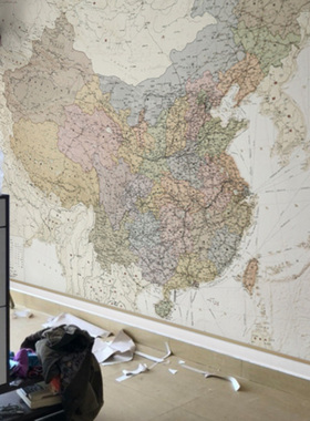 定制复古中国地图书房办公室墙布世界地图壁纸客厅酒店宾馆壁画3d