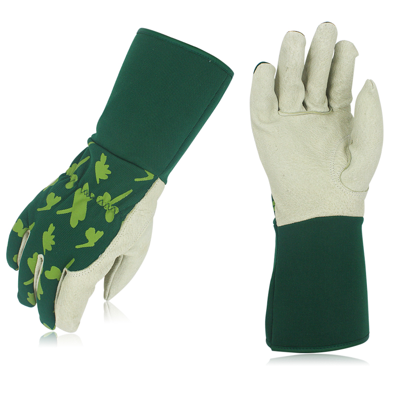 猪皮玫瑰防扎耐磨加厚园艺手套