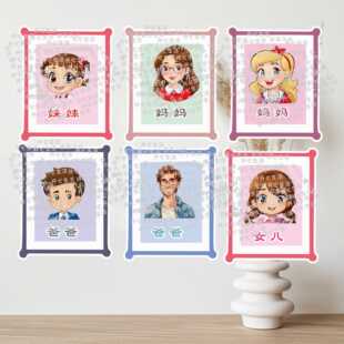 筷子杯子脸脚盆区分姓名防水不干胶贴标爸爸妈妈全家称呼贴标签Q