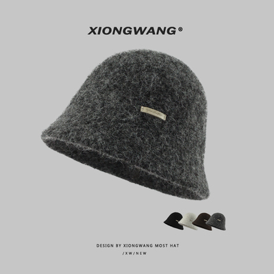 轻奢羊毛混纺渔夫帽大脸显脸小