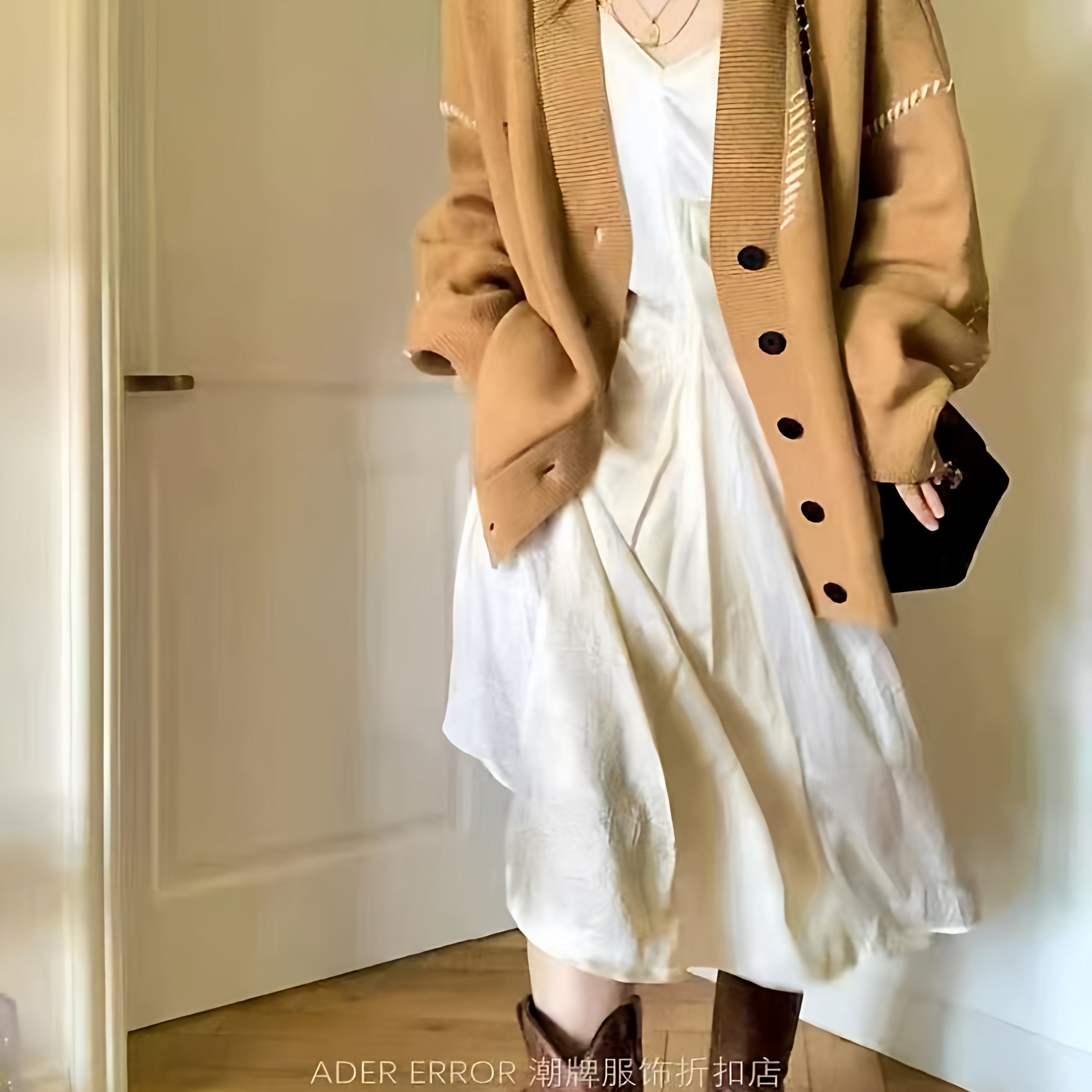 秋冬新款慵懒风复古拼色毛衣开衫女学生韩版宽松百搭针织衫外套潮