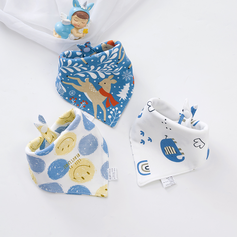 宝宝a类纯棉口水巾双层透气吸水围兜新生儿防吐奶三角巾幼儿围嘴