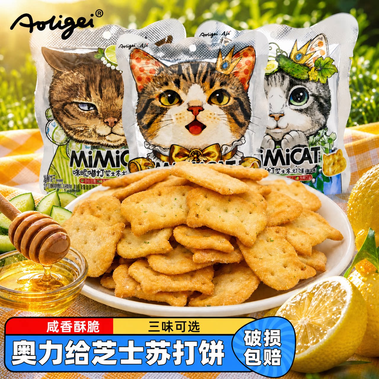 Aoligei咪昵喵打芝士苏打饼干