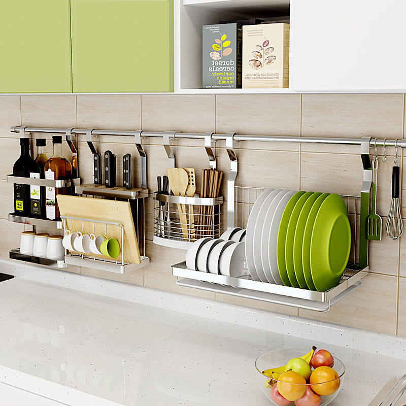 厨房不锈钢刀板架锅盖架筷子碗碟沥水架调味架免打孔壁挂式置物架在类目 收纳整理, 家庭收纳用具, 储物箱, 收纳箱中 - 来自Buy2taobao.com提供专业的淘宝代购服务