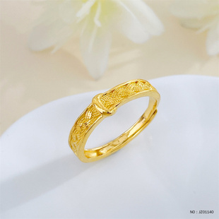 足金9999马年新品黄金实心活口马年生肖戒指镜面编织纹马蹄扣